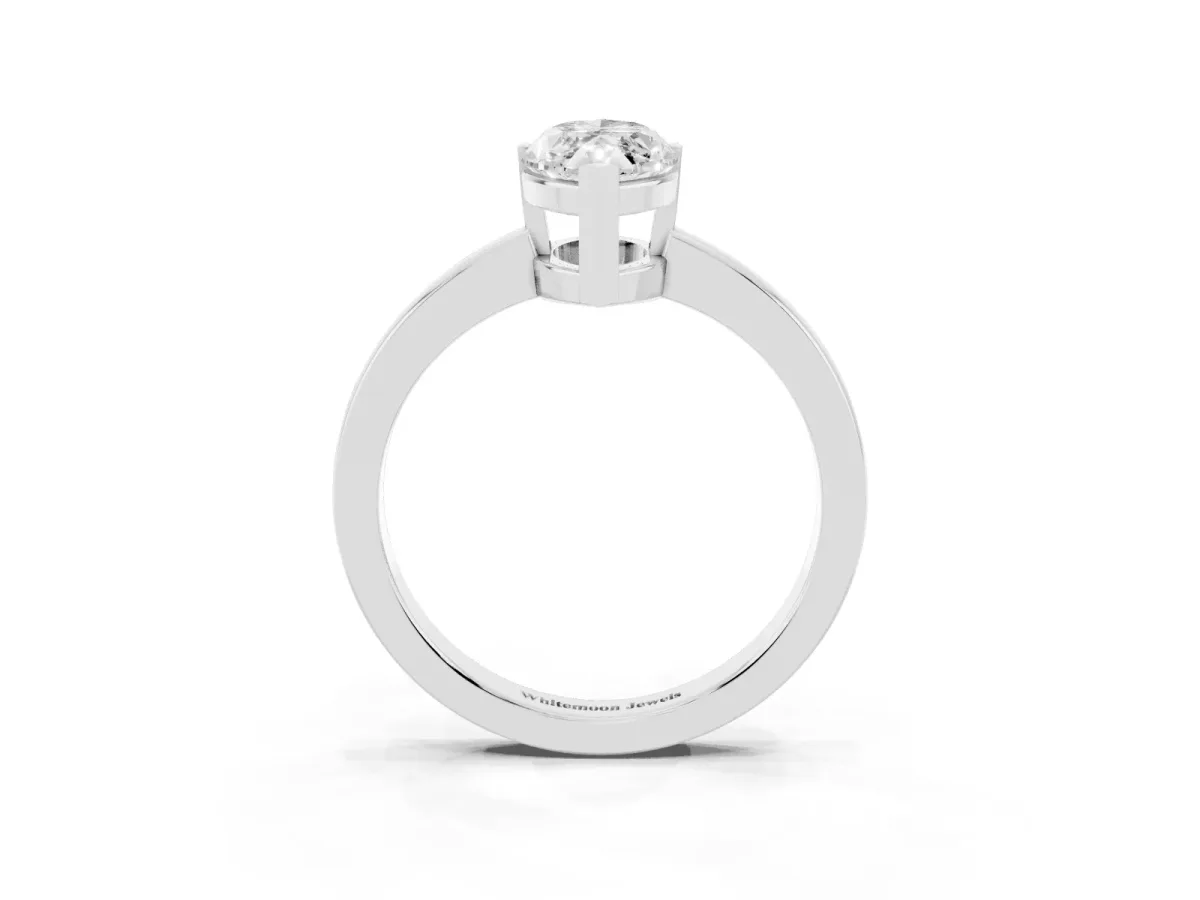 Marquise Cut Cut Solitaire Ring with Four-Prong Setting and Classic Band Platinum