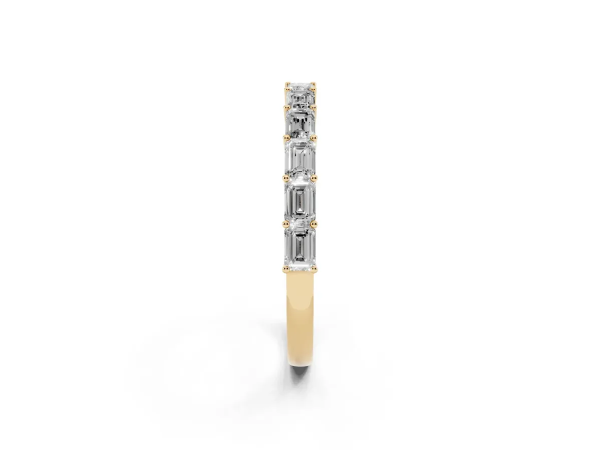 Emerald Cut Diamond Single Row Wedding Band Yellow gold
