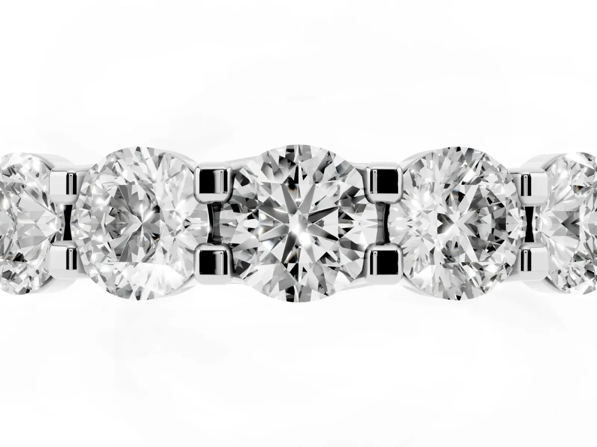 Round Cut Diamond Half Eternity Band with Prong Setting Silver