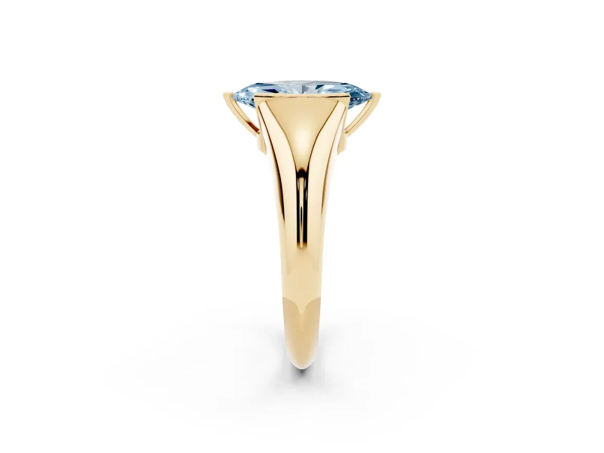 Fancy Blue Marquise Cut Solitaire Tension Set Diamond Ring Yellow gold