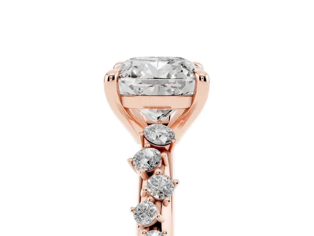 Cushion Cut Cut Diamond Vine Band with Four-Prong Setting Rose gold
