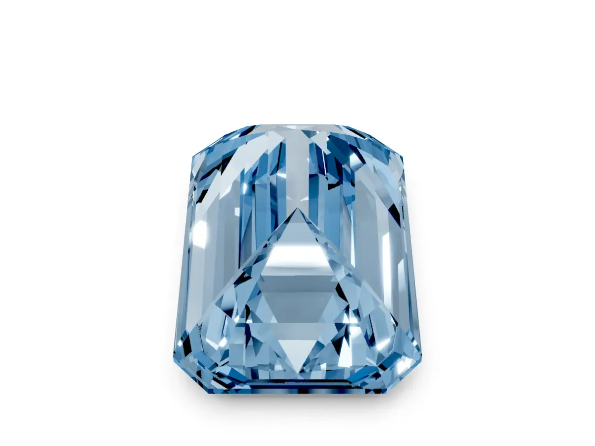 Fancy Blue Emerald Cut Solitaire Twist Band Six-Prong Setting Rose gold