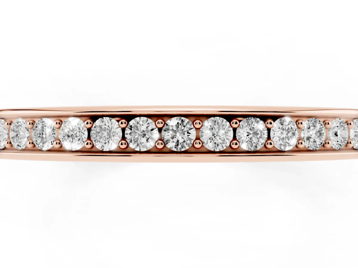 Round Diamond Eternity Band with Pavé Setting Rose gold