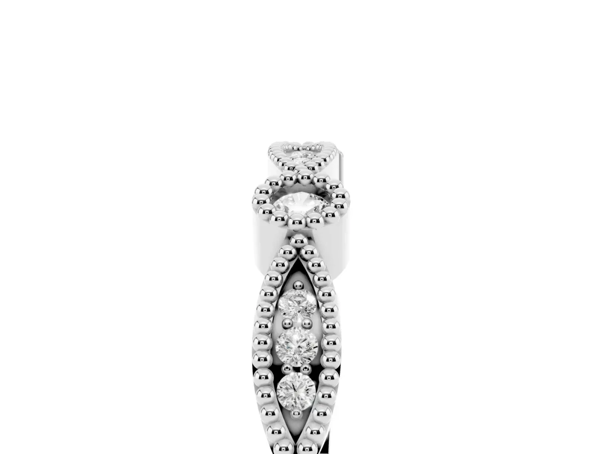 Milgrain Bezel and Marquise Diamond Band White gold