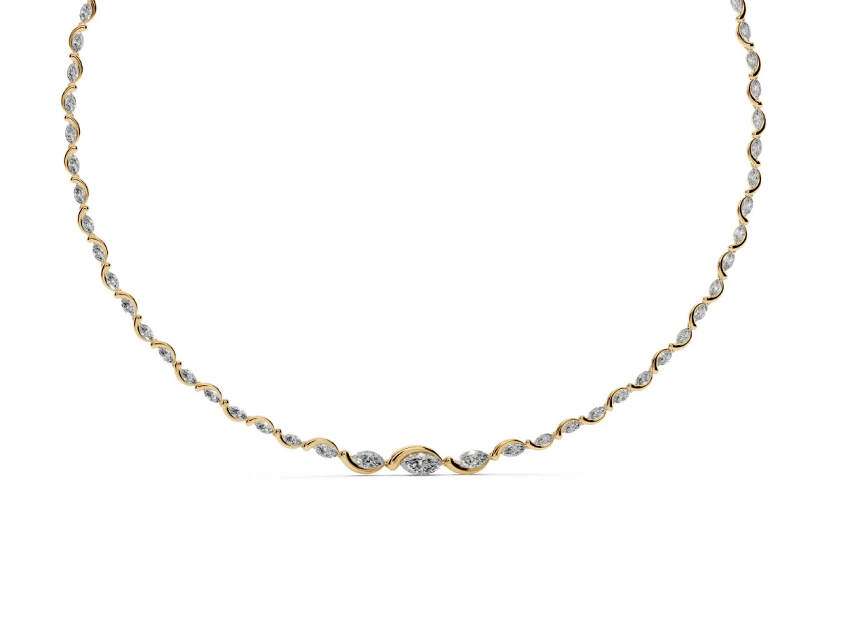 Marquise Diamond Riviera Necklace Yellow gold