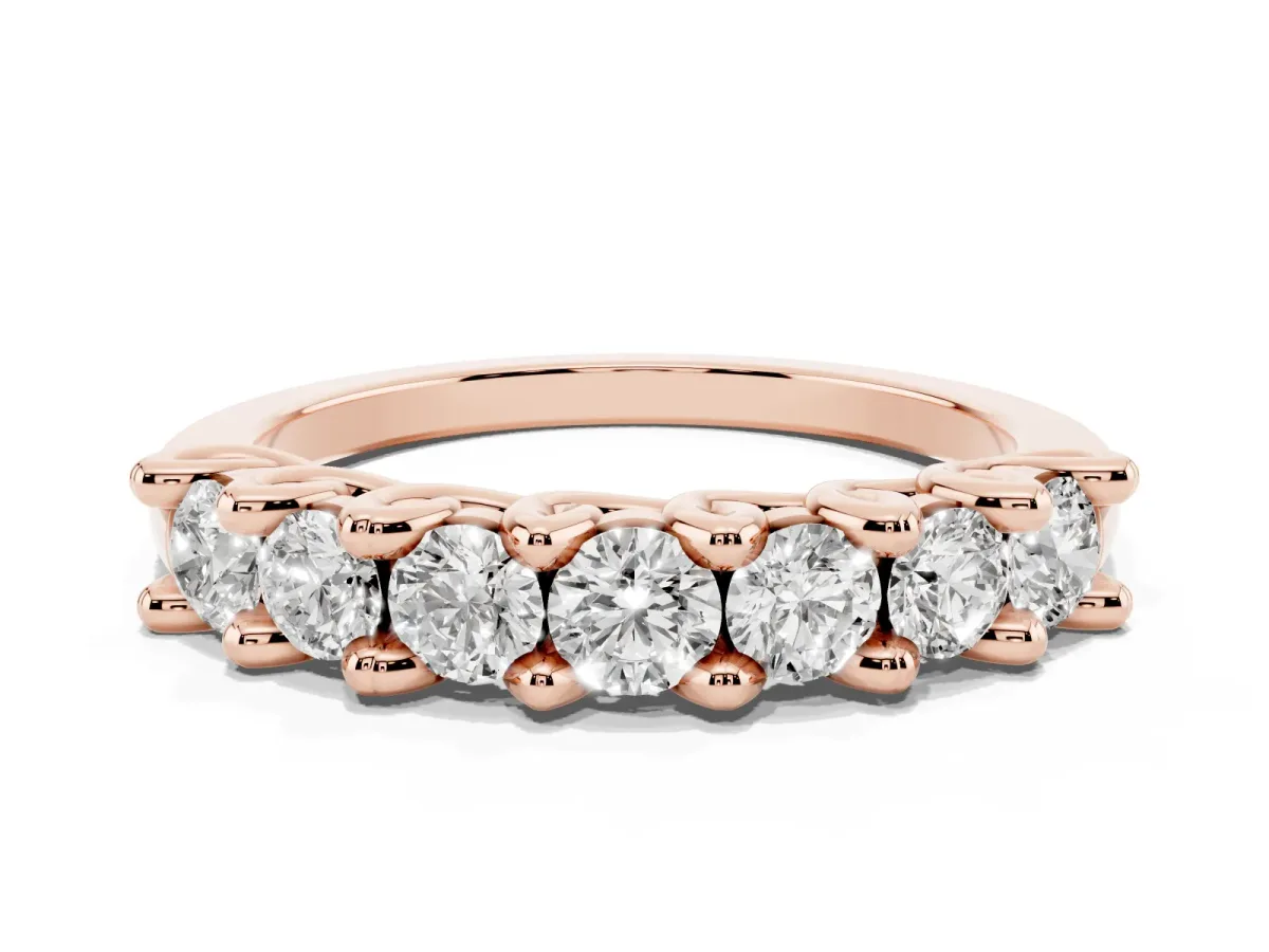 Round Diamond Prong-Set Half Eternity Band Rose gold