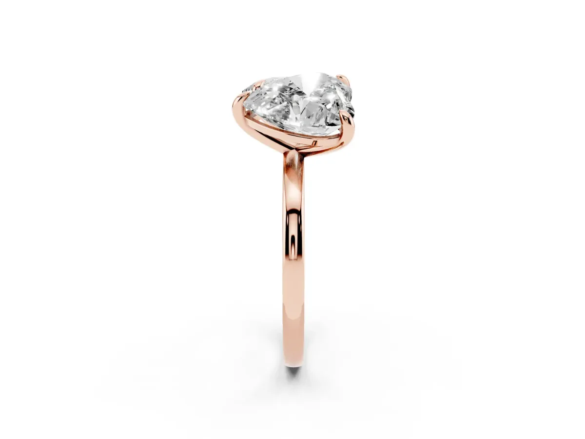 Oval and Heart Toi Moi Ring with Prong Setting and Plain Band Rose gold
