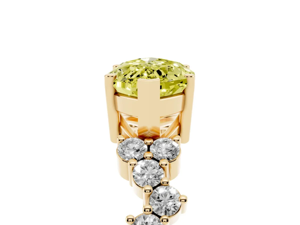 Fancy Yellow Marquise Cut Diamond Scattered Round Accent Ring with Prong Setting Yellow gold