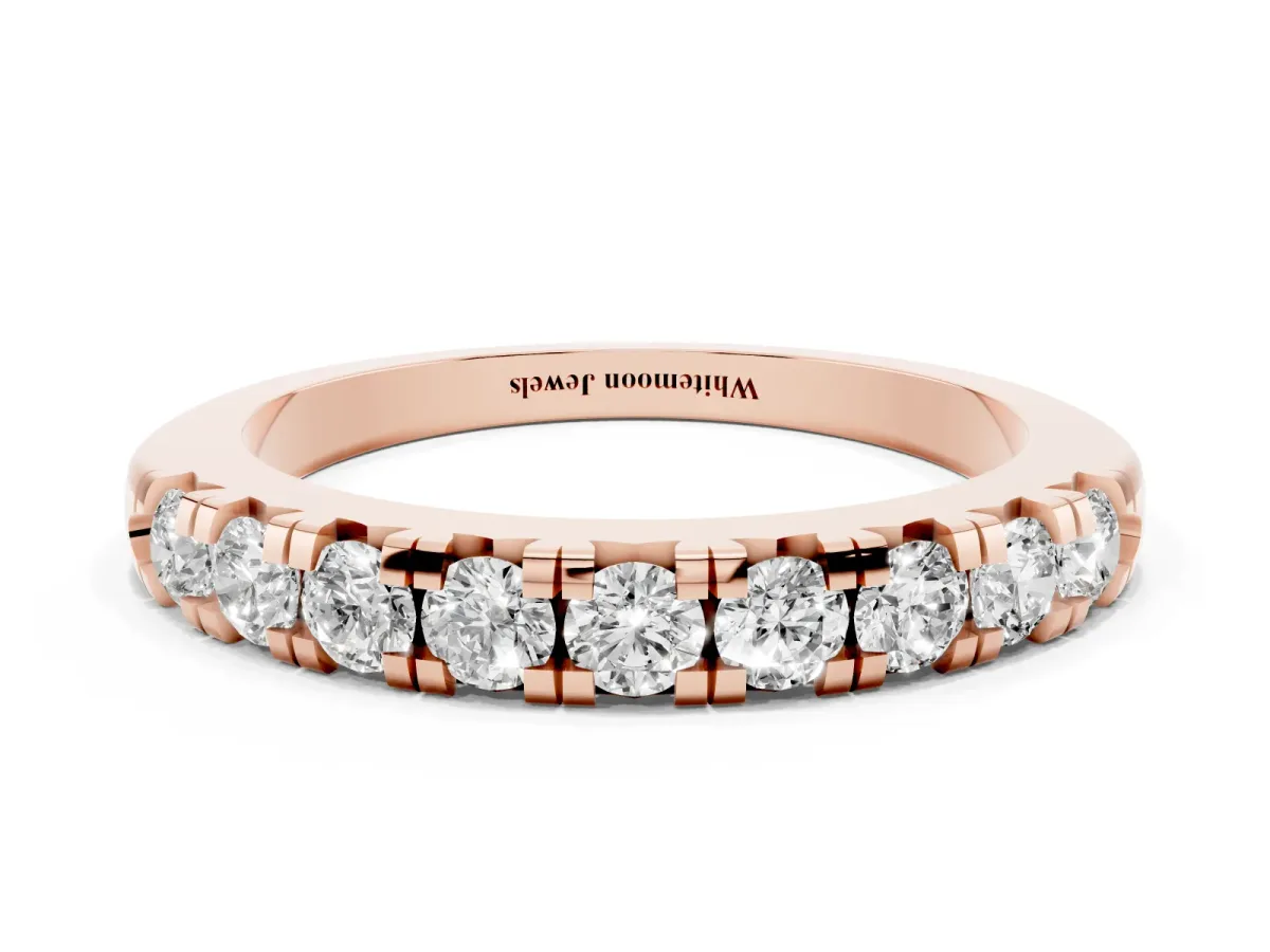 Round Diamond Half-Eternity Prong Set Band Rose gold