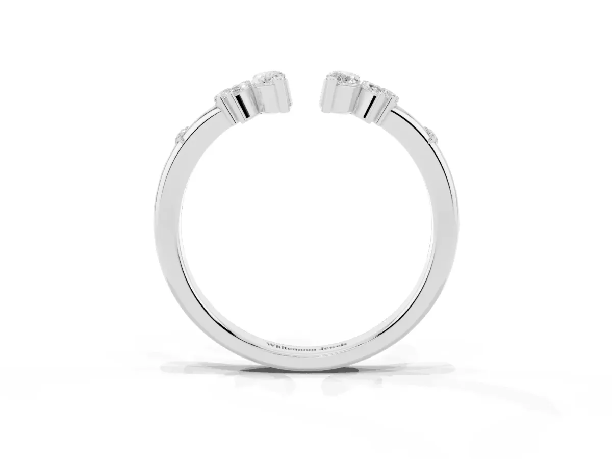 Open Marquise Cluster Diamond Band with Prong Setting Silver