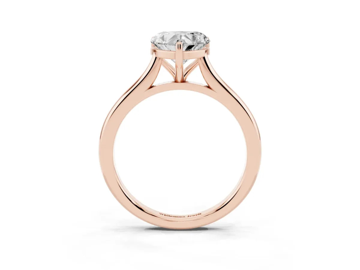 Heart Cut Cut Solitaire Ring with Cathedral Band and Four-Prong Setting Rose gold