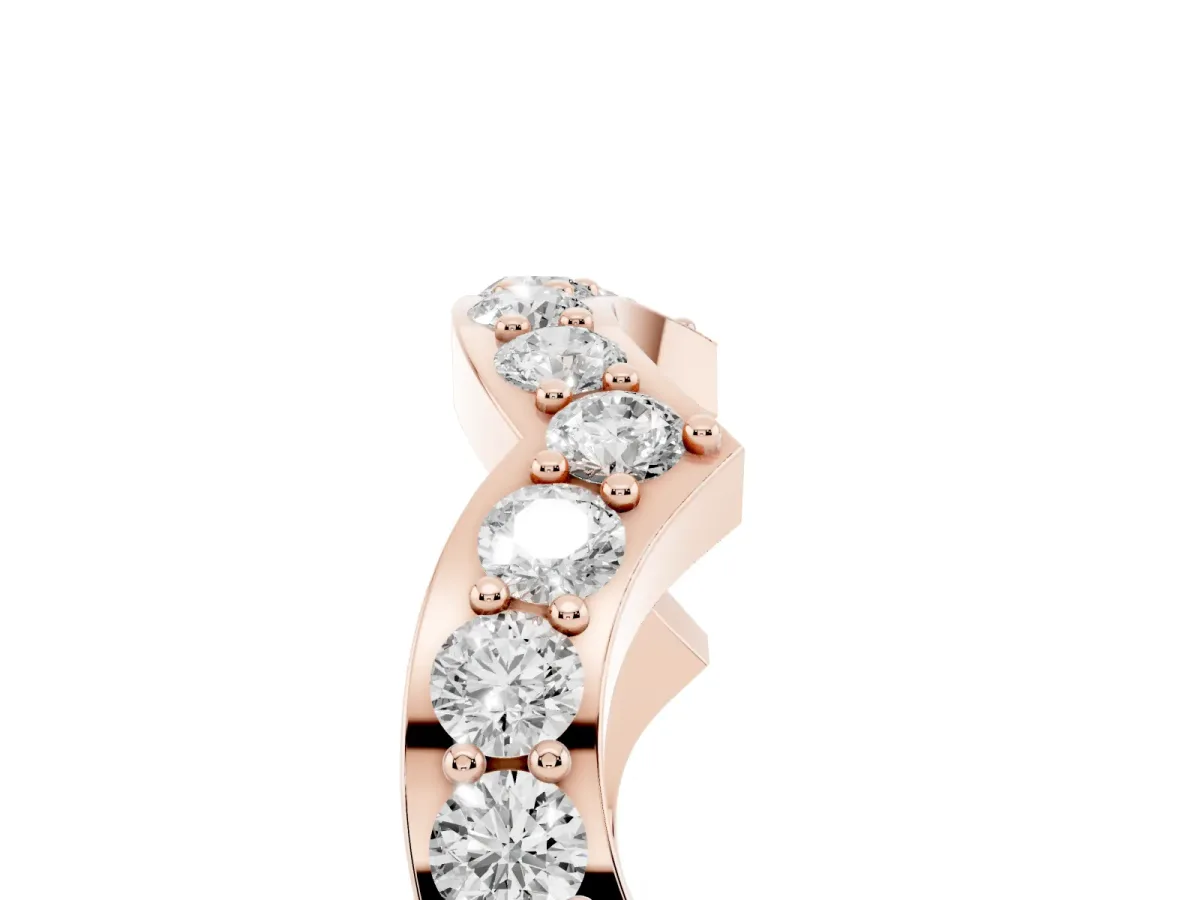 Round Diamond Pavé Zigzag Eternity Band Rose gold