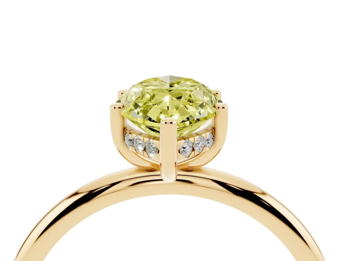 Fancy Yellow Marquise Cut Cut Solitaire Engagement Ring with Four-Prong Setting and Classic Band Yellow gold