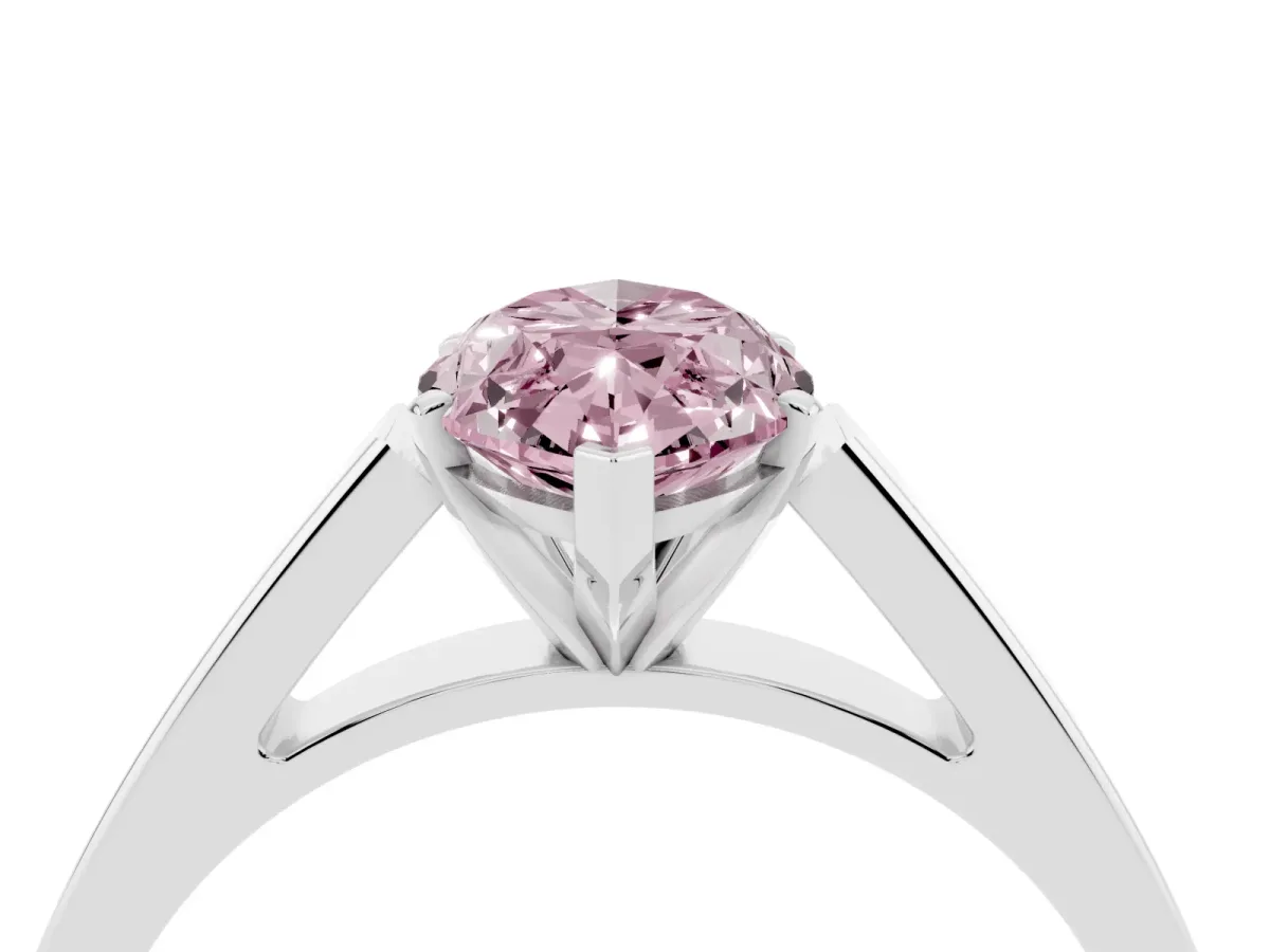 Fancy Pink Marquise Cut Solitaire Engagement Ring with Four-Prong Setting and Tapered Band White gold