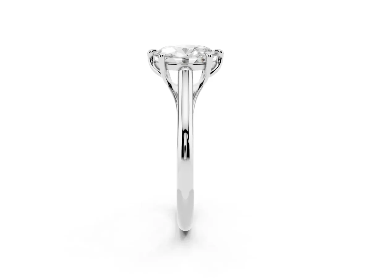 Oval Cut Solitaire Engagement Ring with Six-Prong Setting and Classic Band Silver