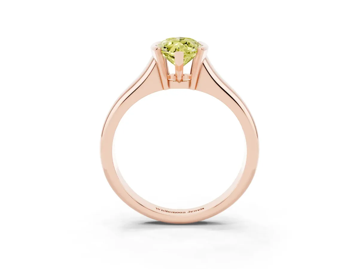 Fancy Yellow Marquise Cut Solitaire Tension Set Diamond Ring with Split Shank Band Rose gold