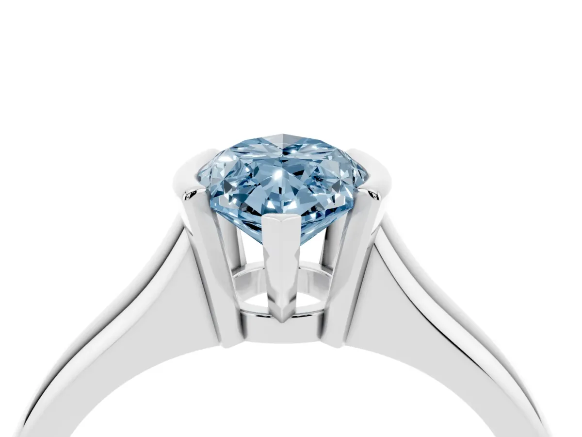 Fancy Blue Marquise Cut Solitaire Tension Set Diamond Ring with Split Shank Band Platinum