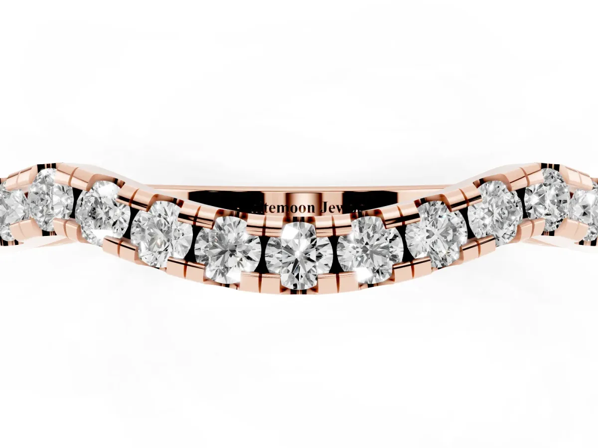 Curved Diamond Pavé Round Eternity Band with Shared Prong Setting Rose gold