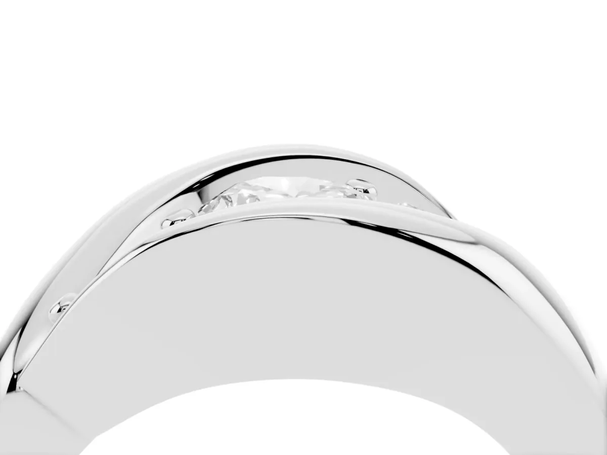 Channel Set Oval Cut Diamond Crossover Band Silver