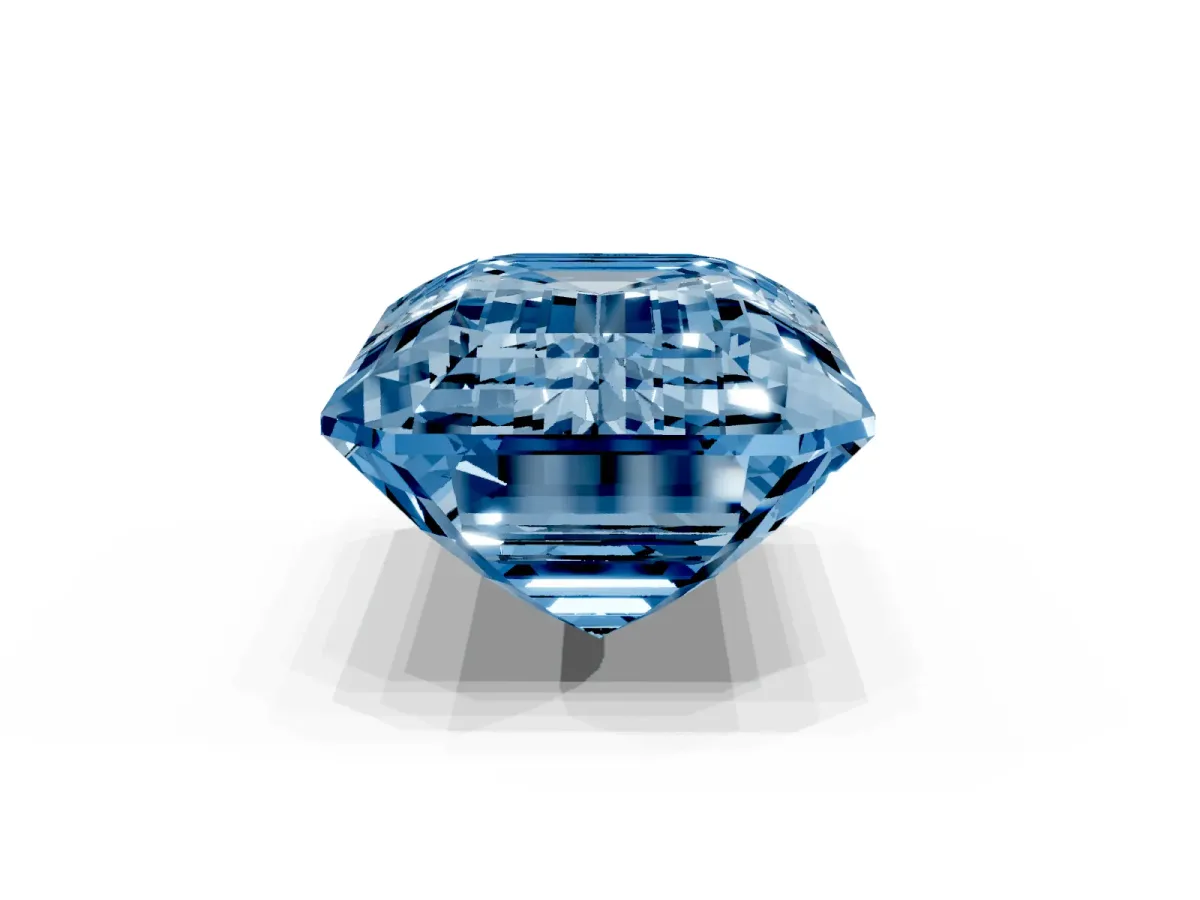 Fancy Blue Emerald Cut Cut Pave Band Milgrain Solitaire Ring Rose gold