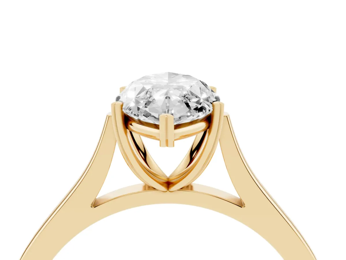 Marquise Cut Solitaire Heart Prong Engagement Ring with Tapered Band Yellow gold