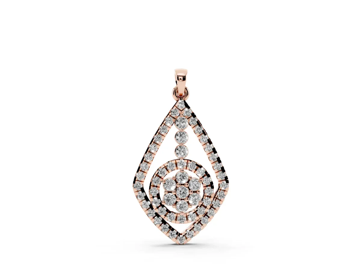 Diamond Halo Pendant with Pavé Setting Rose gold