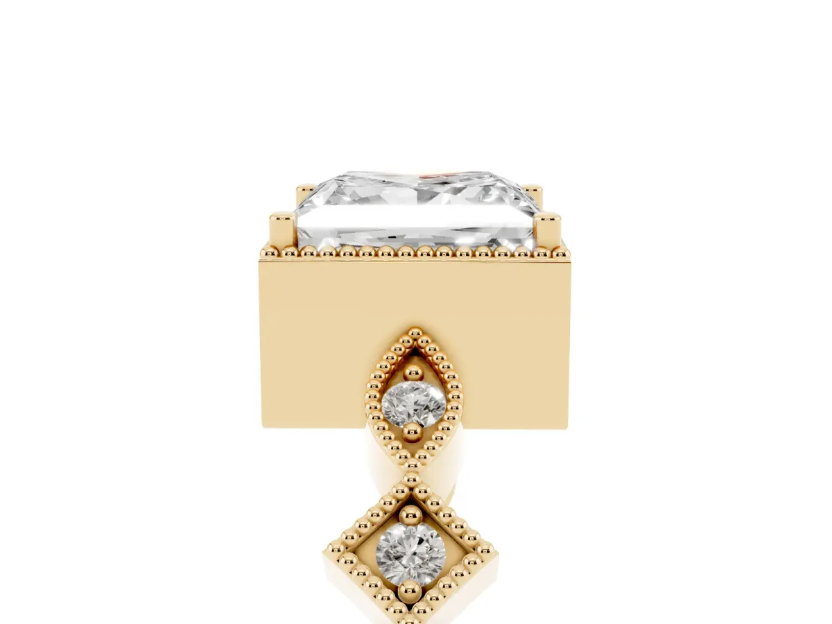 Princess Cut Milgrain Marquise Diamond Twist Band Ring Yellow gold