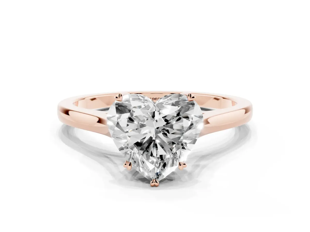 Heart Cut Solitaire Heart Prong Engagement Ring with Tapered Band Rose gold