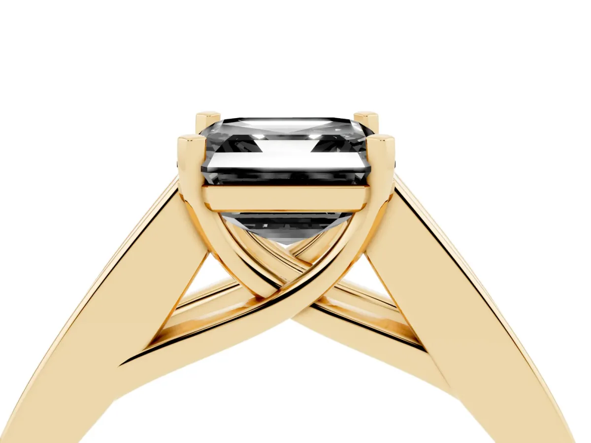 Fancy Black Asscher Cut Cut Channel Set Solitaire Ring with Four-Prong Setting Yellow gold