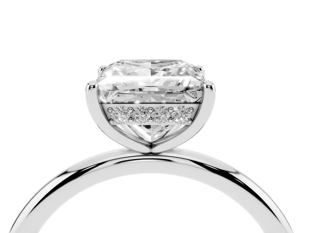 Princess Cut Solitaire Diamond Ring with a Classic Band and Four-Prong Setting Silver