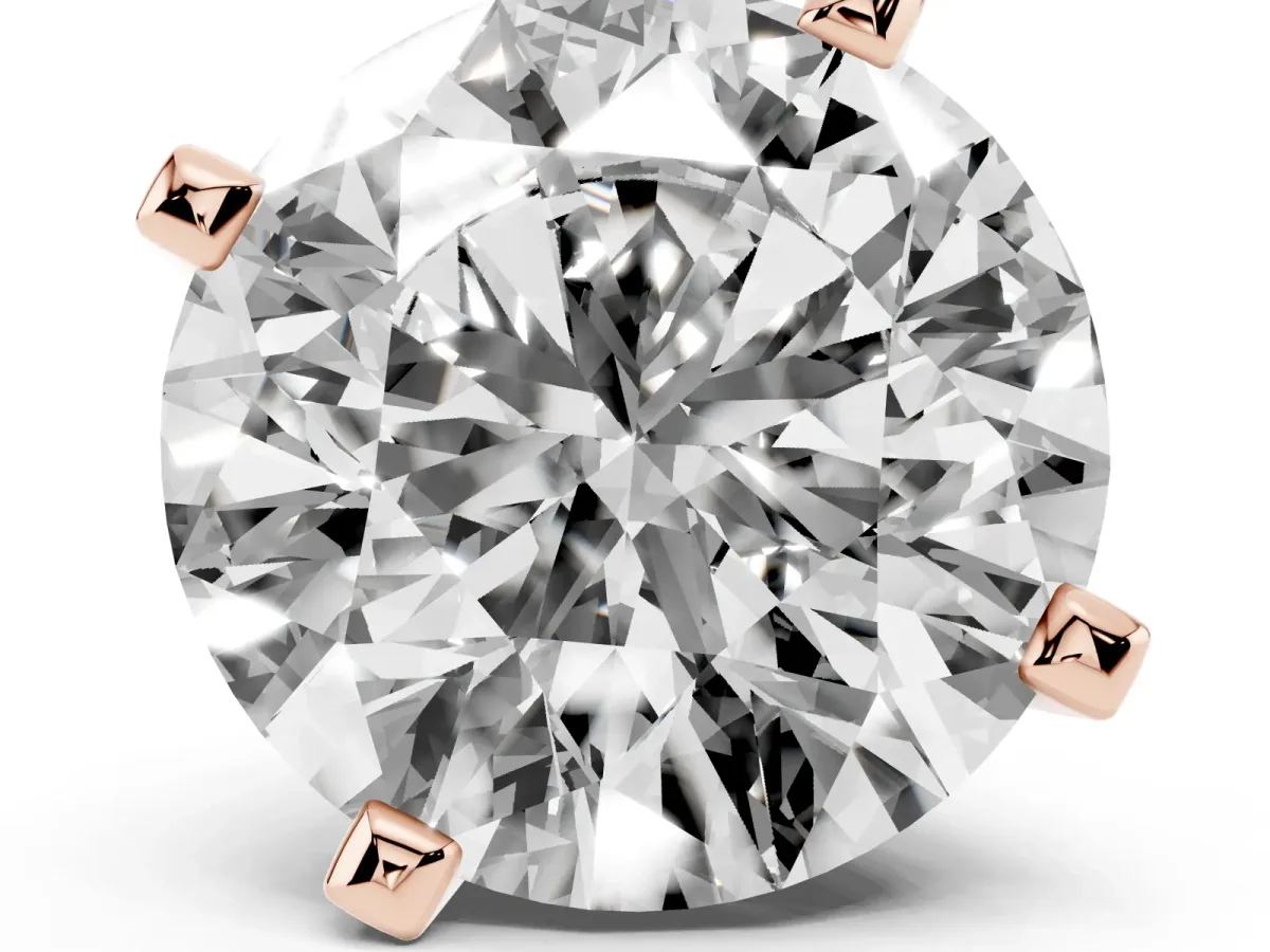 Round Cut Diamond Solitaire Ring with Prong Setting and Classic Band Rose gold