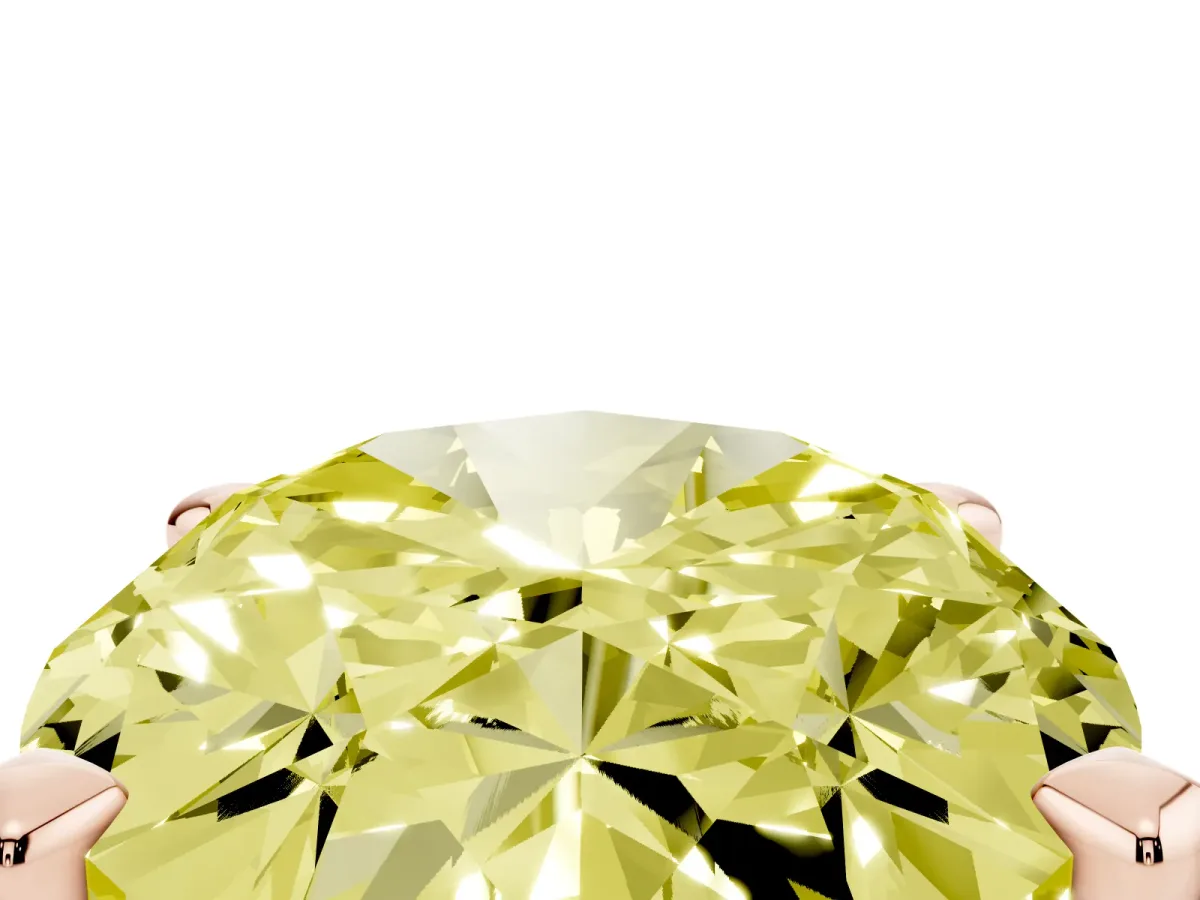 Fancy Yellow Oval Cut Diamond Solitaire Ring with Prong Setting and Classic Band Rose gold