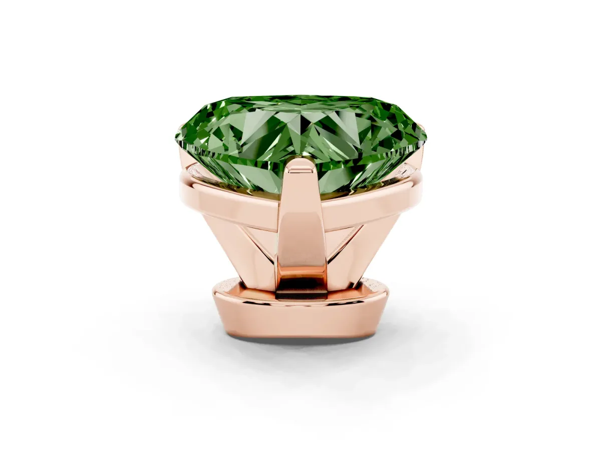 Fancy Green Heart Cut Diamond Solitaire Ring with Prong Setting and Classic Band Rose gold