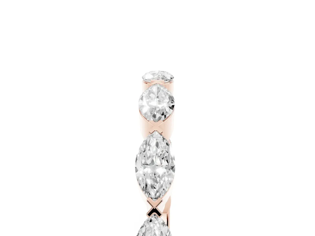 Marquise Diamond Eternity Band with Bezel Setting Rose gold