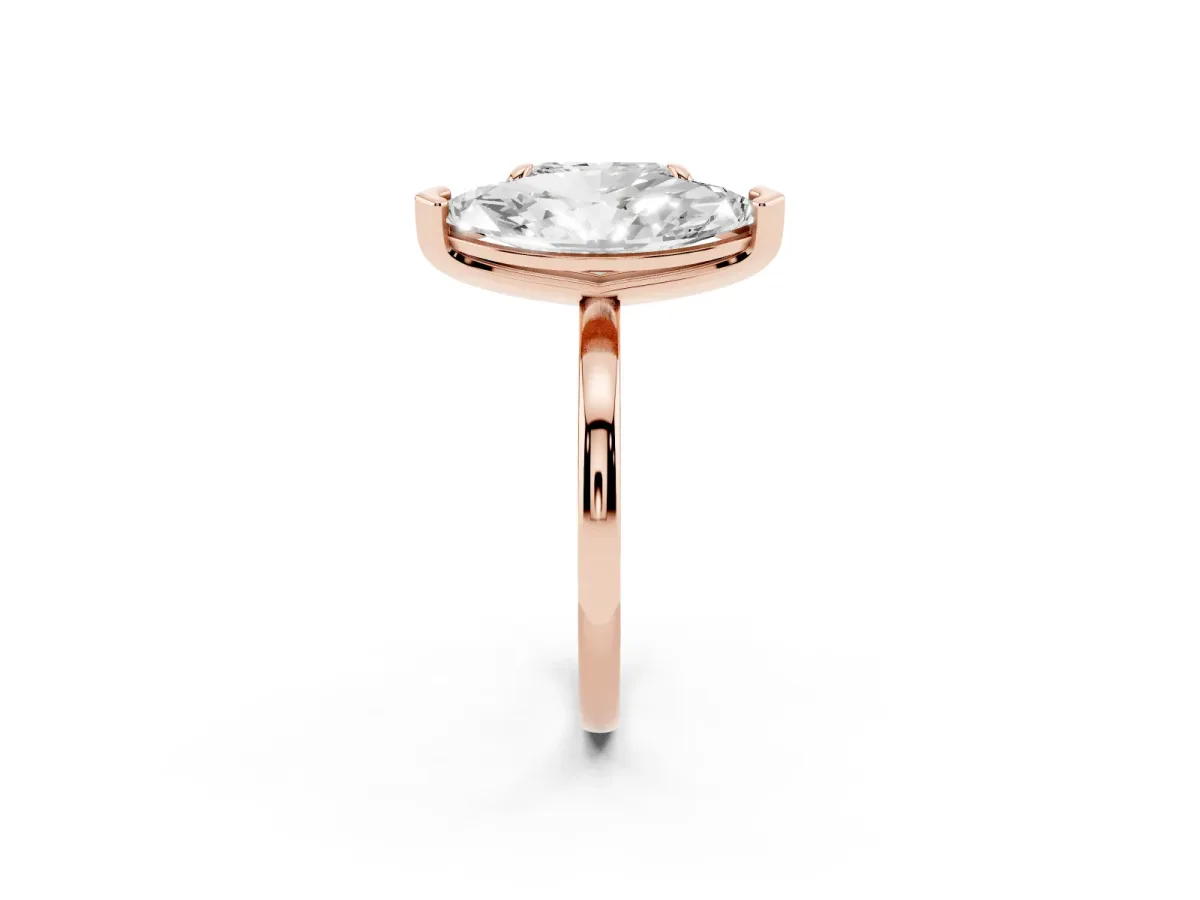 Radiant and Marquise Toi Moi Ring with Prong Setting and Plain Band Rose gold