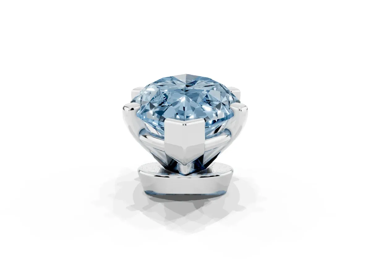 Fancy Blue Marquise Cut Diamond Solitaire Ring with Prong Setting and Classic Band Platinum