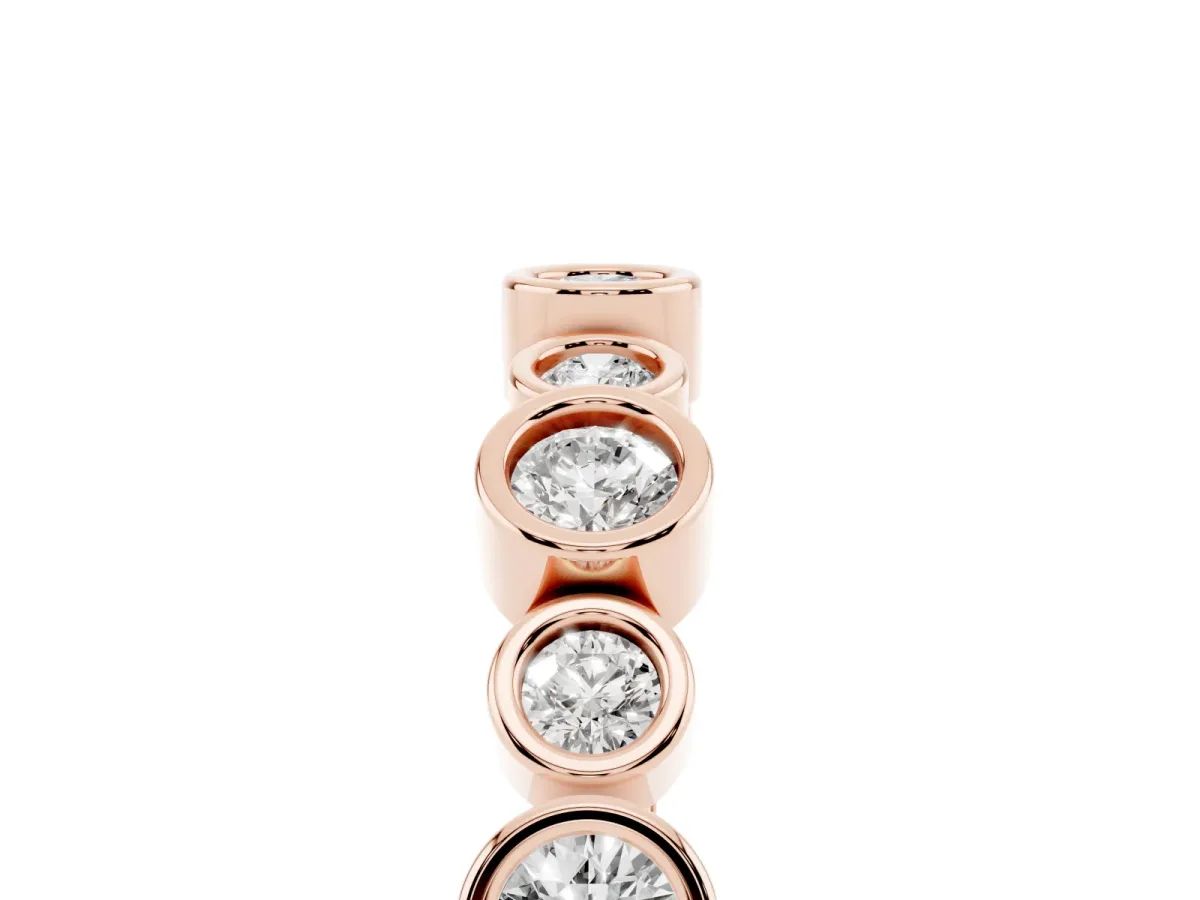 Bezel Set Round Diamond Half Eternity Band Rose gold