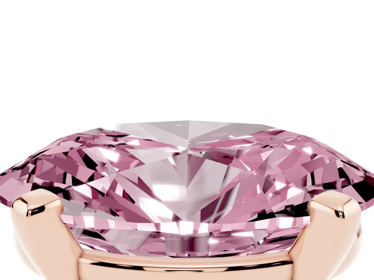 Fancy Pink Oval Cut Diamond Solitaire Ring with Prong Setting and Classic Band Rose gold