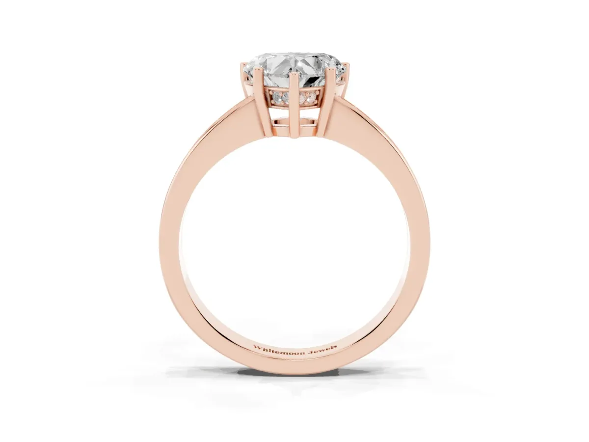 Heart Cut Solitaire Pavé Band Prong Setting Ring Rose gold