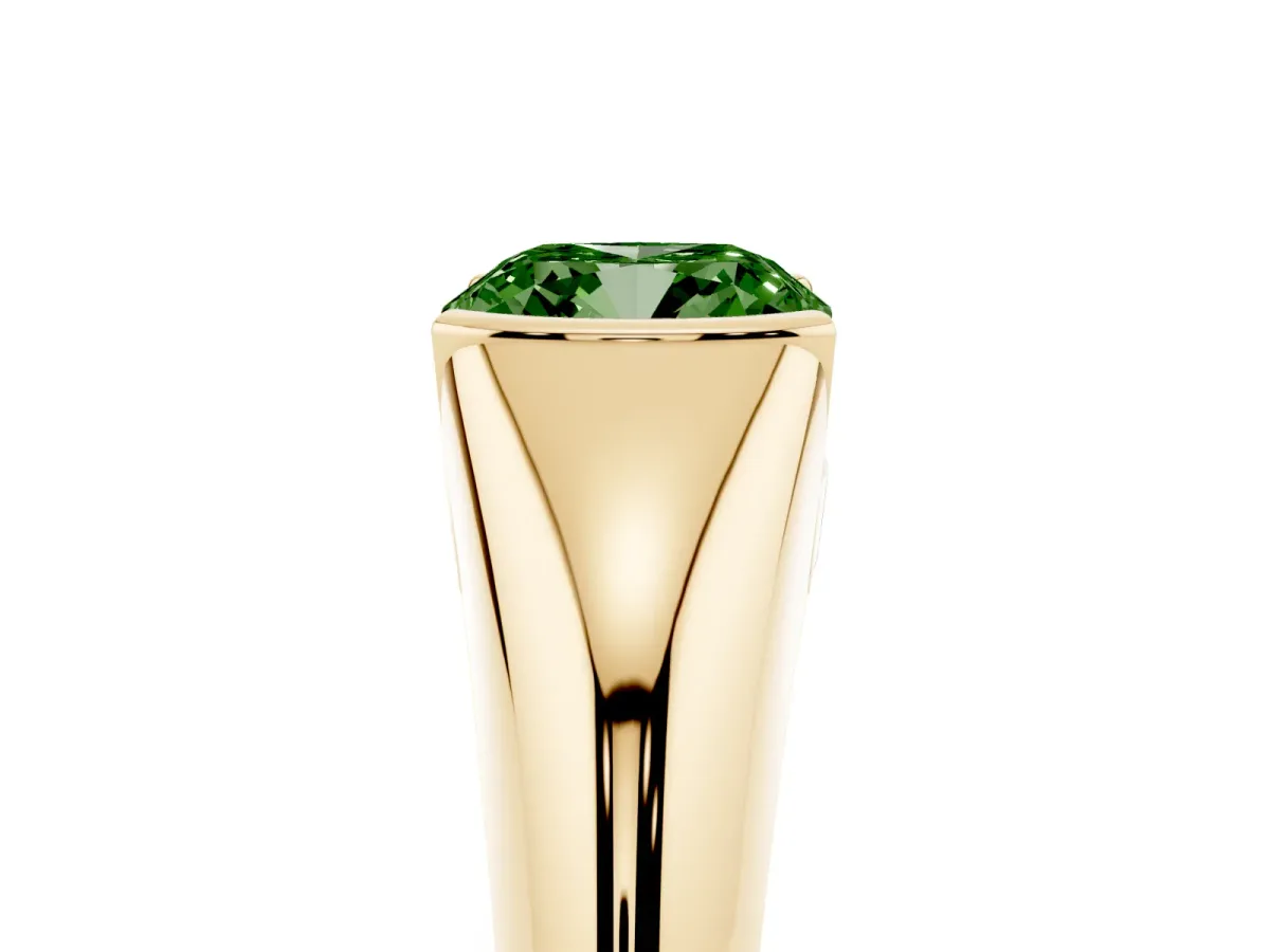 Fancy Green Cushion Cut Solitaire Tension Set Diamond Ring Yellow gold
