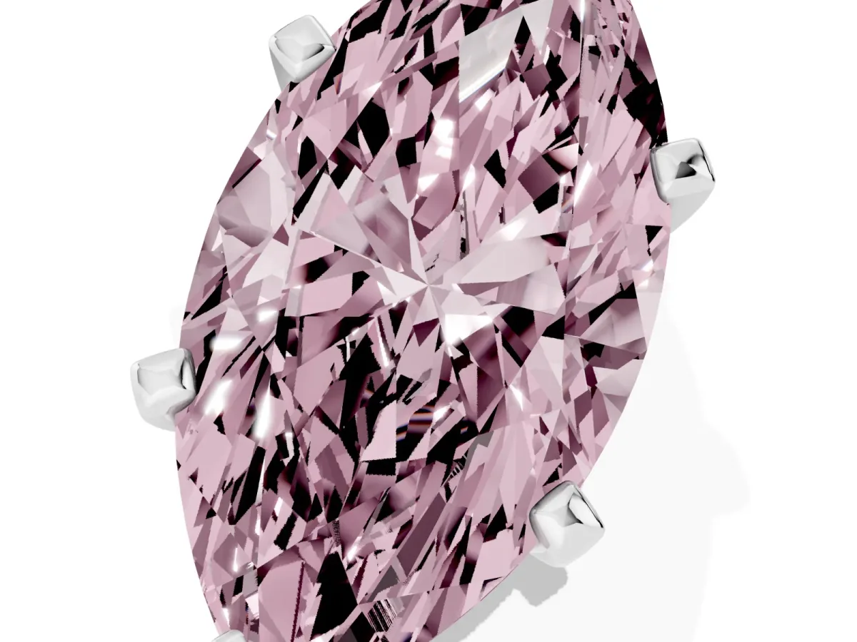 Fancy Pink Marquise Cut Diamond Solitaire Ring with Prong Setting and Classic Band Silver