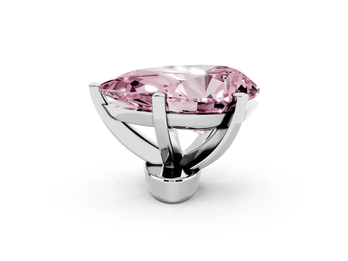 Fancy Pink Pear Cut Diamond Solitaire Ring with Prong Setting and Classic Band Silver