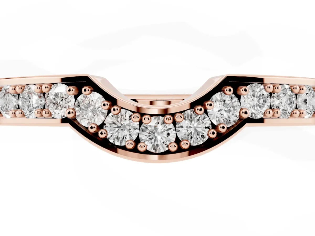 Pavé Round Diamond Contour Band with Channel Setting Rose gold