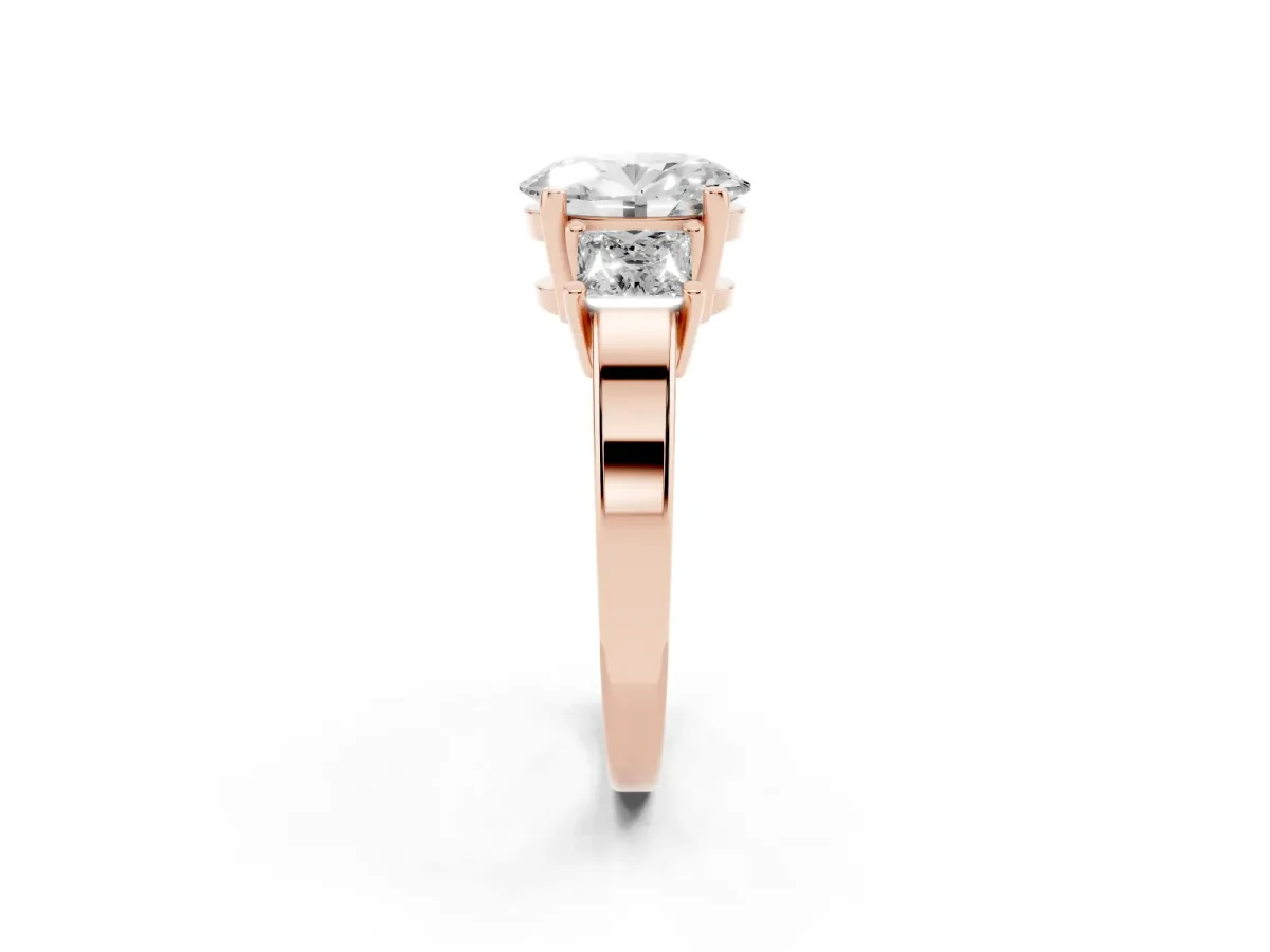 Three-Stone Oval Cut Cut Solitaire Ring with Prong Setting Rose gold