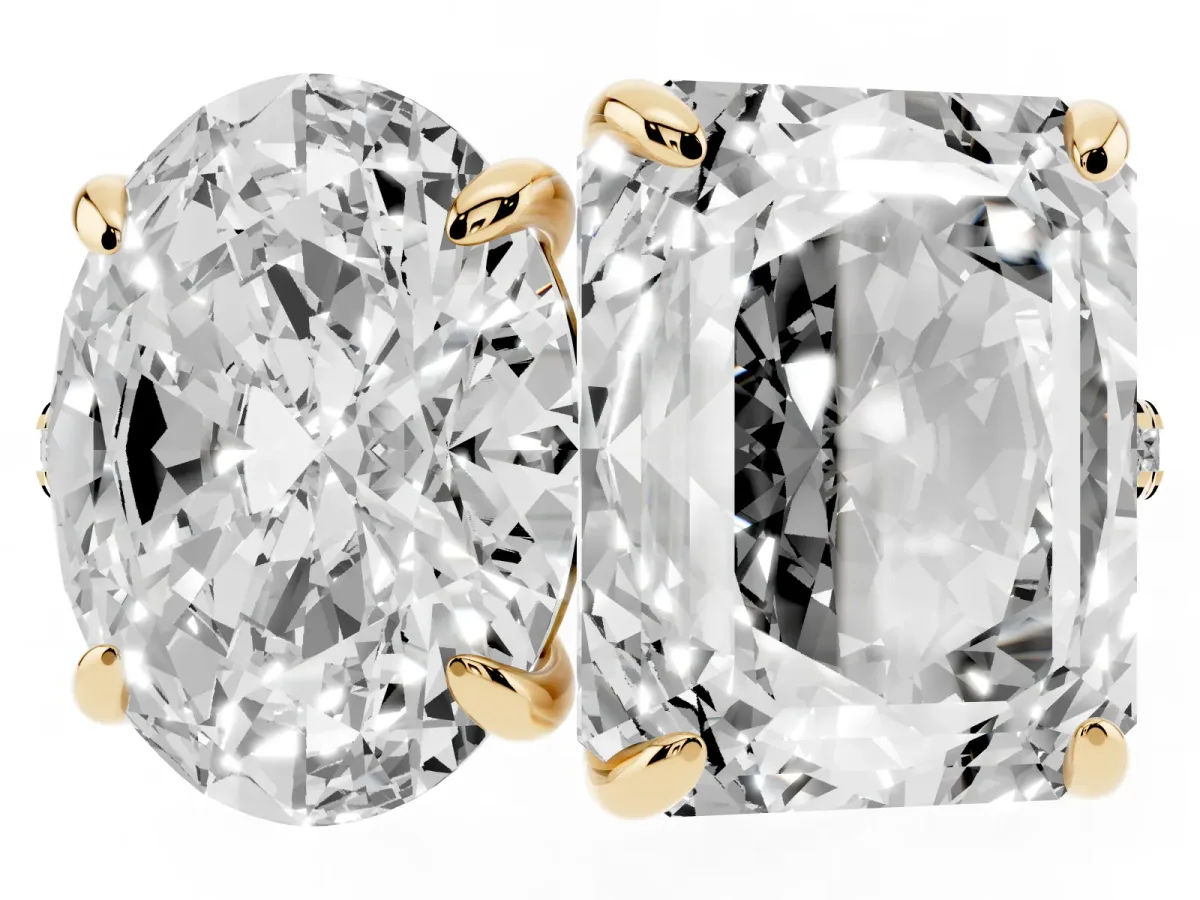Oval and Radiant Toi Moi Ring with Prong Setting and Pave Band Yellow gold