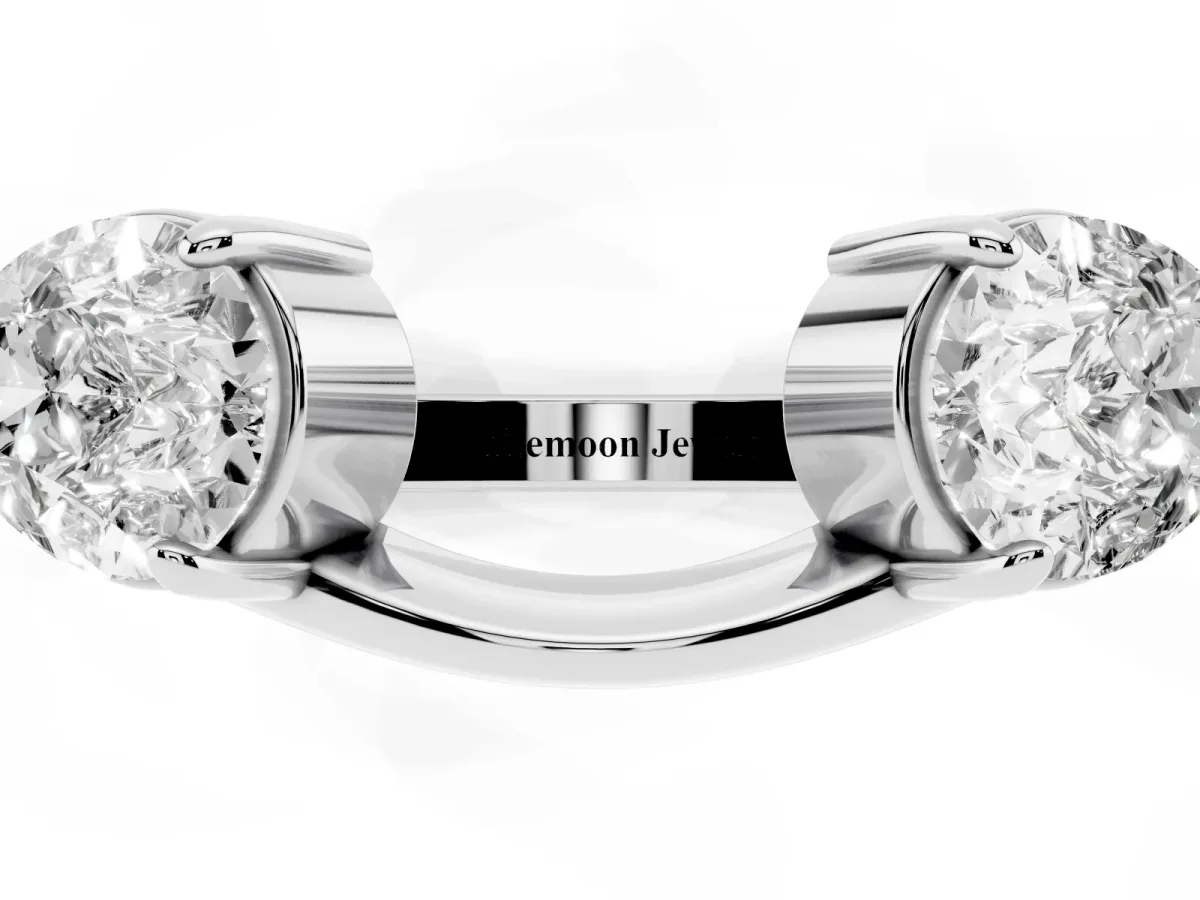 Two-Stone Pear Diamond Bypass Ring with Prong Setting Silver