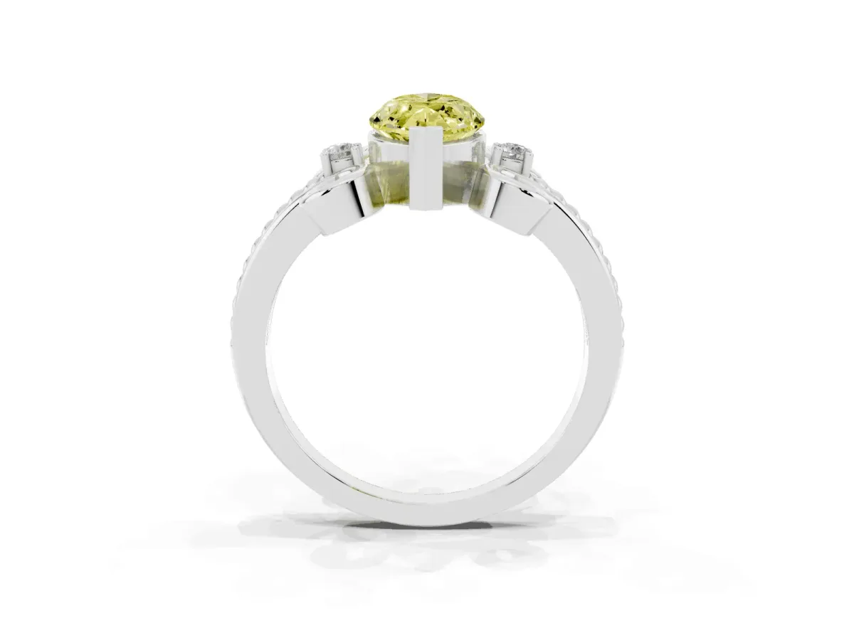 Fancy Yellow Marquise Cut Solitaire Twisted Band Scroll Prong Ring Silver
