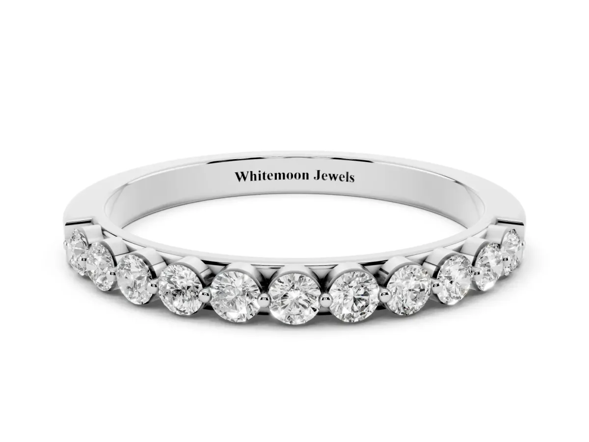 Round Diamond Channel Set Eternity Band White gold