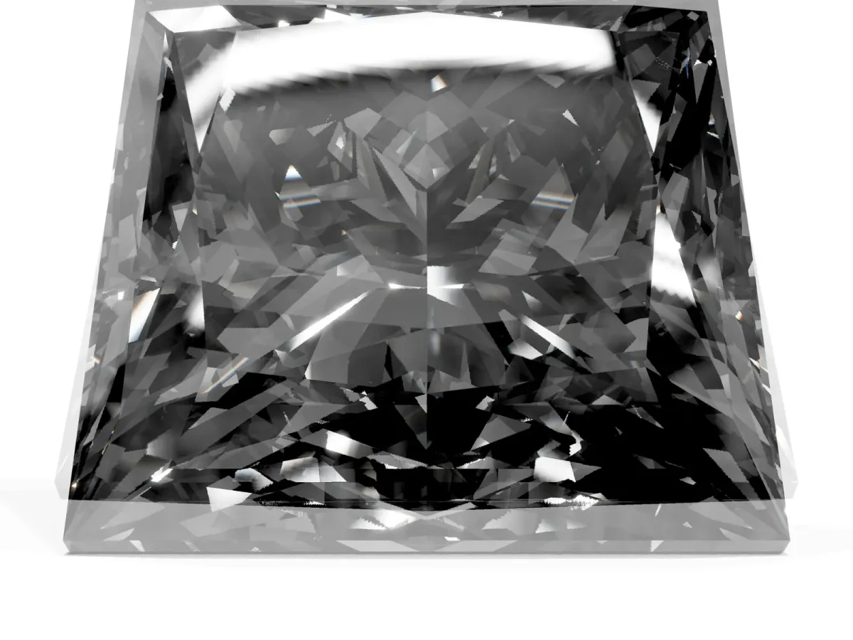 Fancy Black Princess Cut Halo Diamond Ring with Milgrain and Bezel Accents on a Split Shank Band Platinum