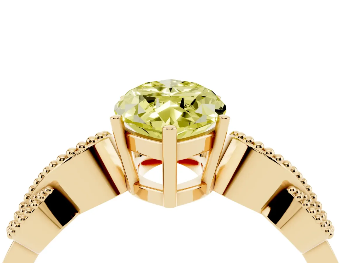Fancy Yellow Marquise Cut Solitaire Milgrain Leaf Band with Prong Setting Yellow gold